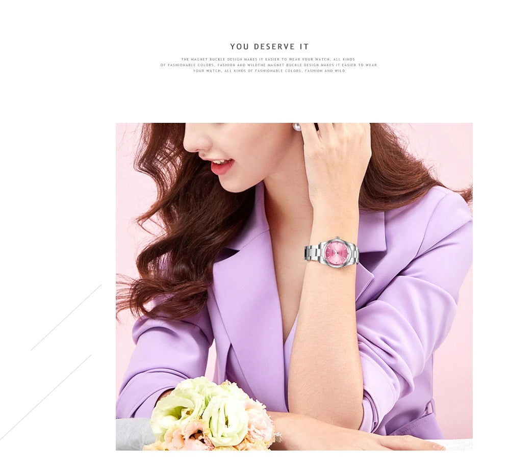 Pink Minimalist Girl Clock Outdoor Travel Women