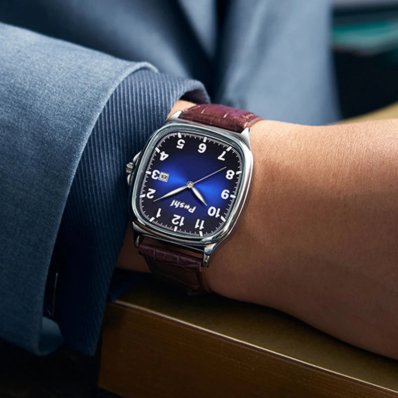 POSHI  - Men's Quartz Watches Leather Strap