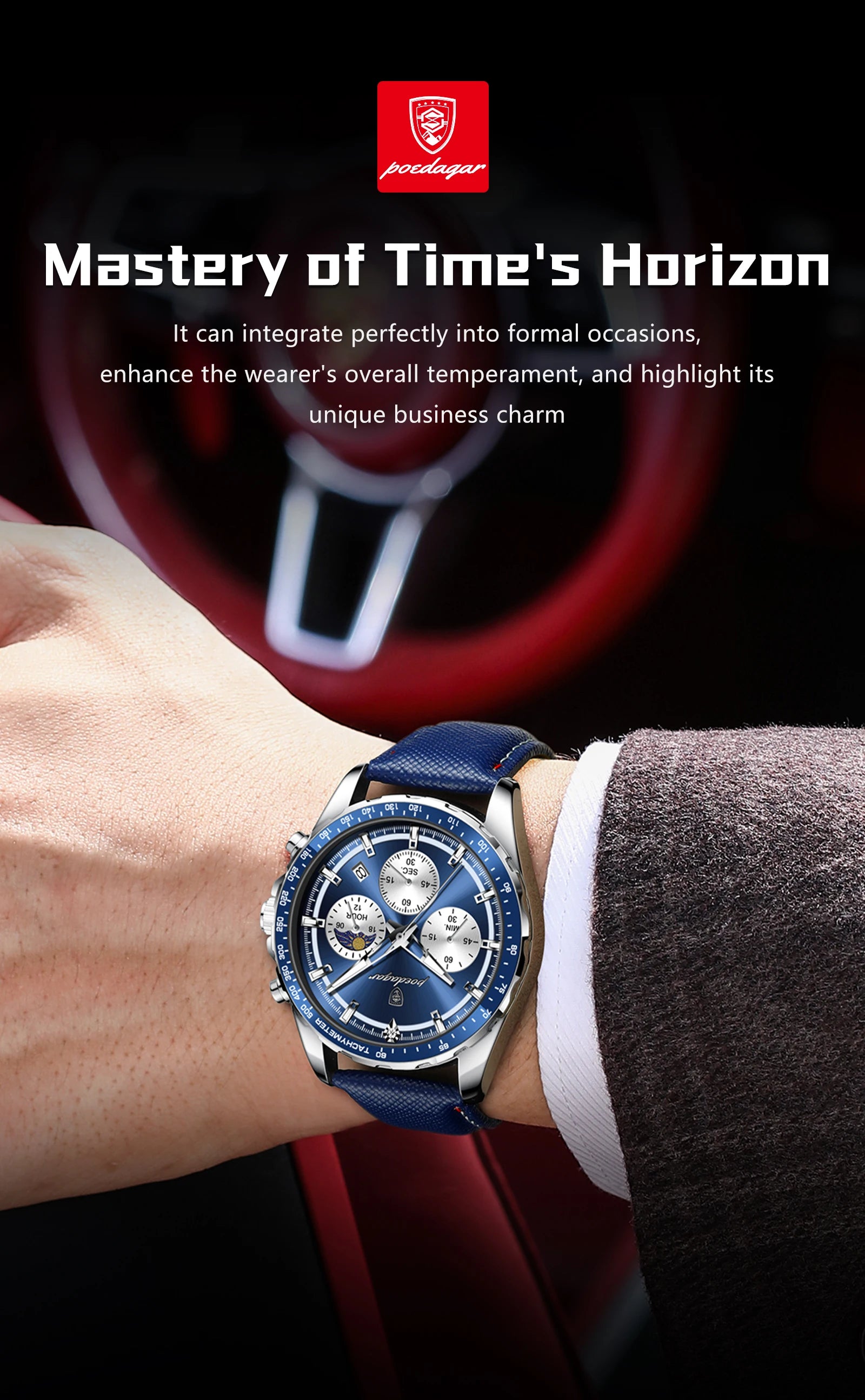 POEDAGAR - Original Luxury Men Clock Fashion Luminous