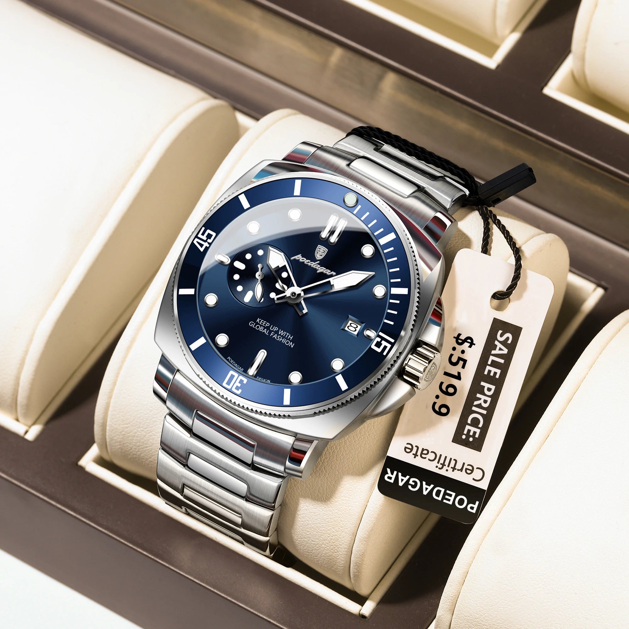 POEDAGAR - Watch For Men Business Stainless Steel Quartz Men's Watches