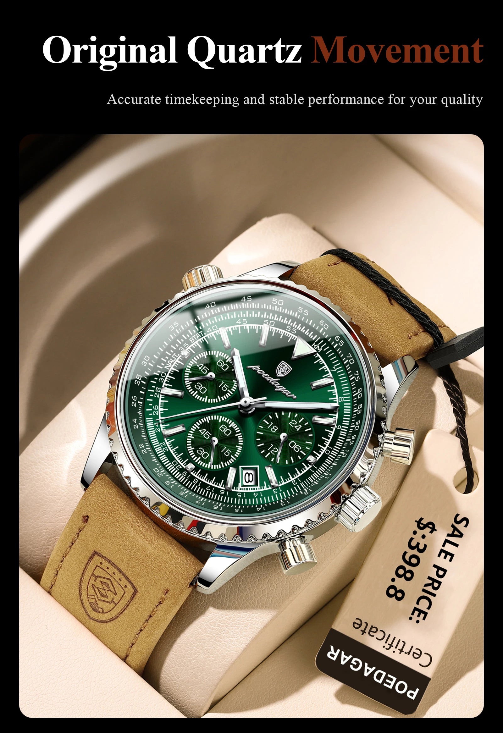 POEDAGAR Top Luxury Men Clock Waterproof