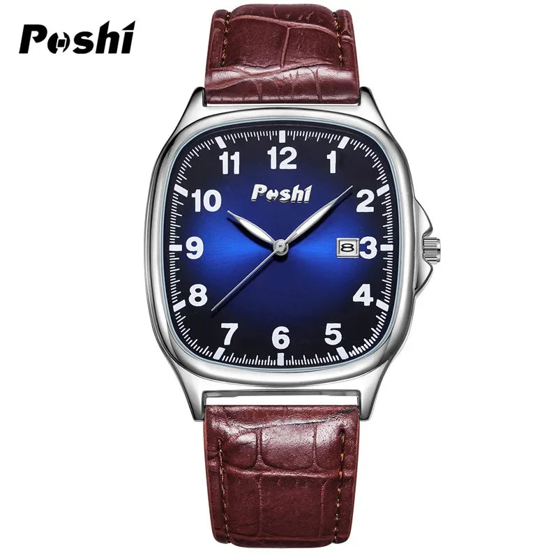 POSHI  - Men's Quartz Watches Leather Strap