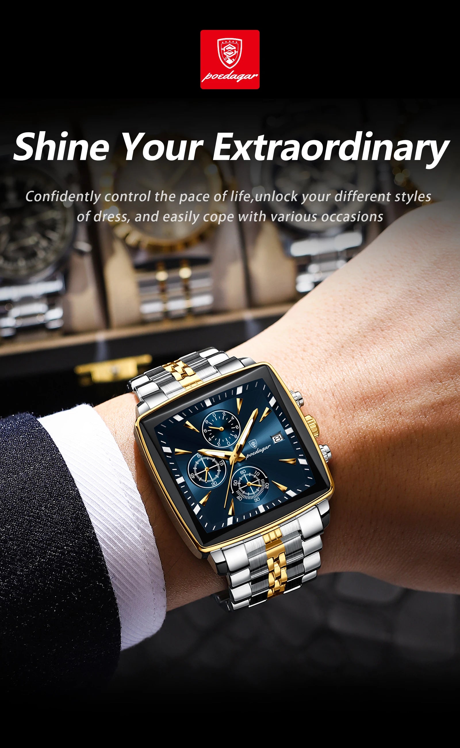 POEDAGAR Fashion Men Watch Luminous