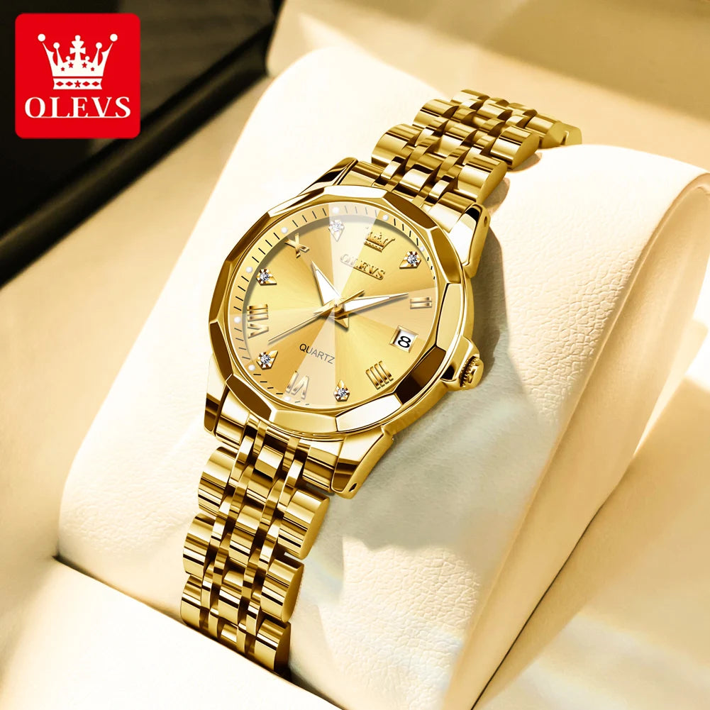 OLEVS Fashion Golden Watch for Women