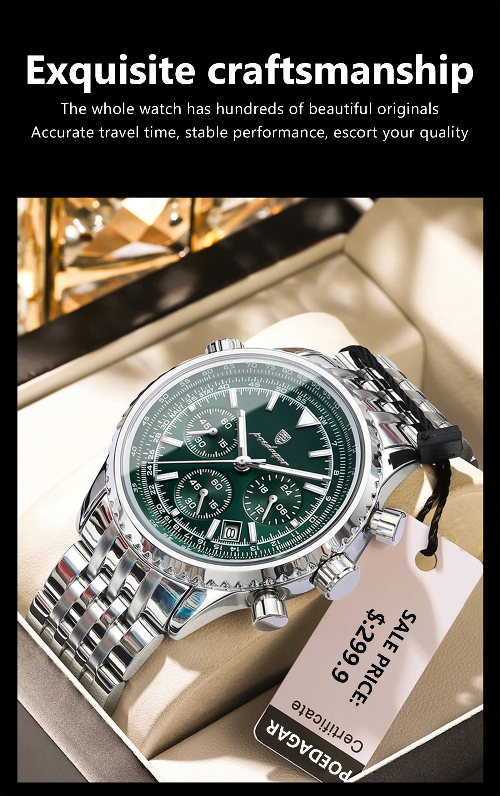 POEDAGAR Man Watch Business Stainless Steel