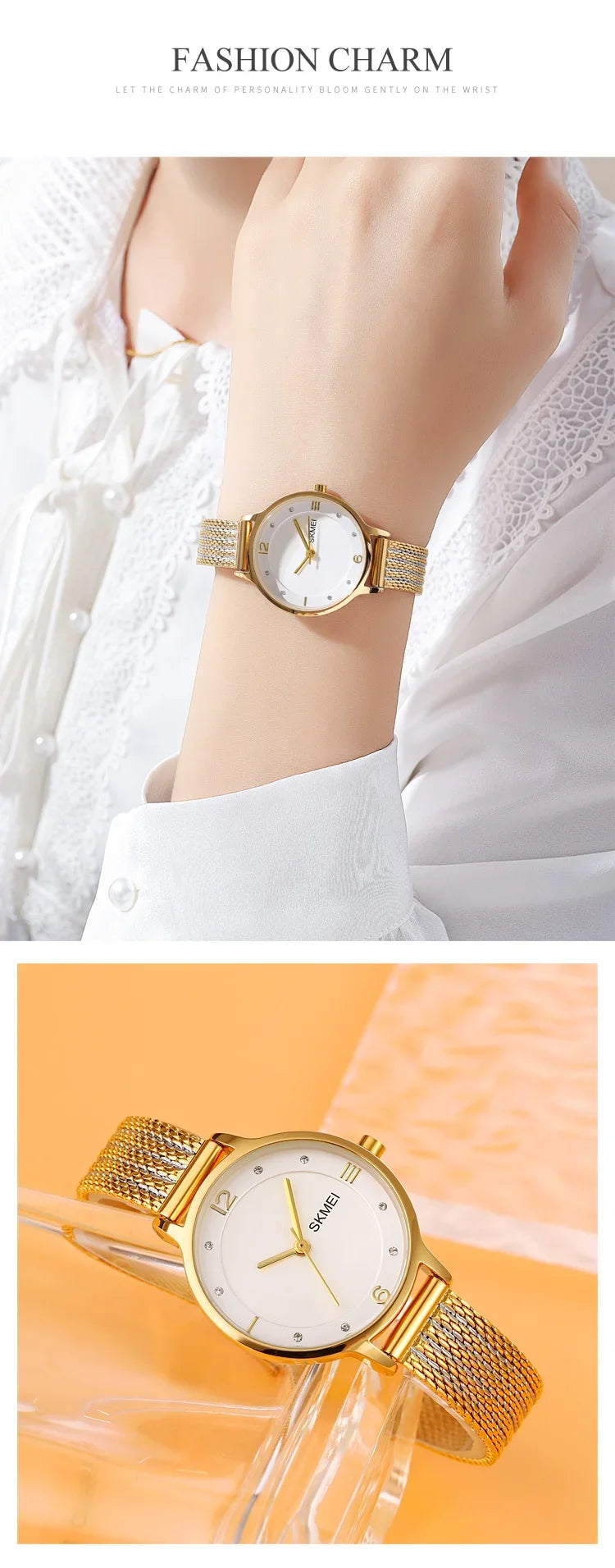 SKMEI 1874 Wristwatches Ladies Steel Bracelet Lady