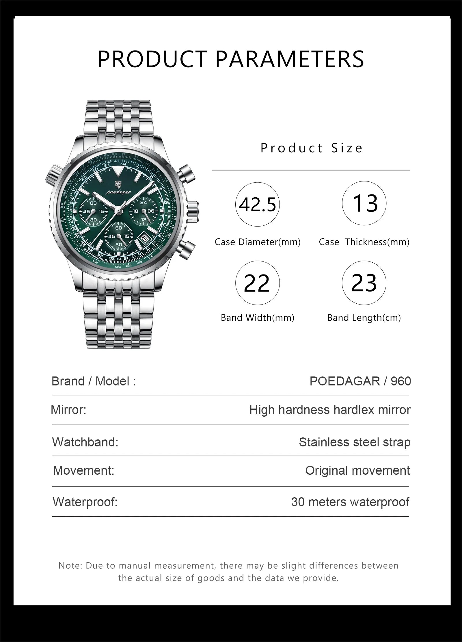 POEDAGAR Man Watch Business Stainless Steel