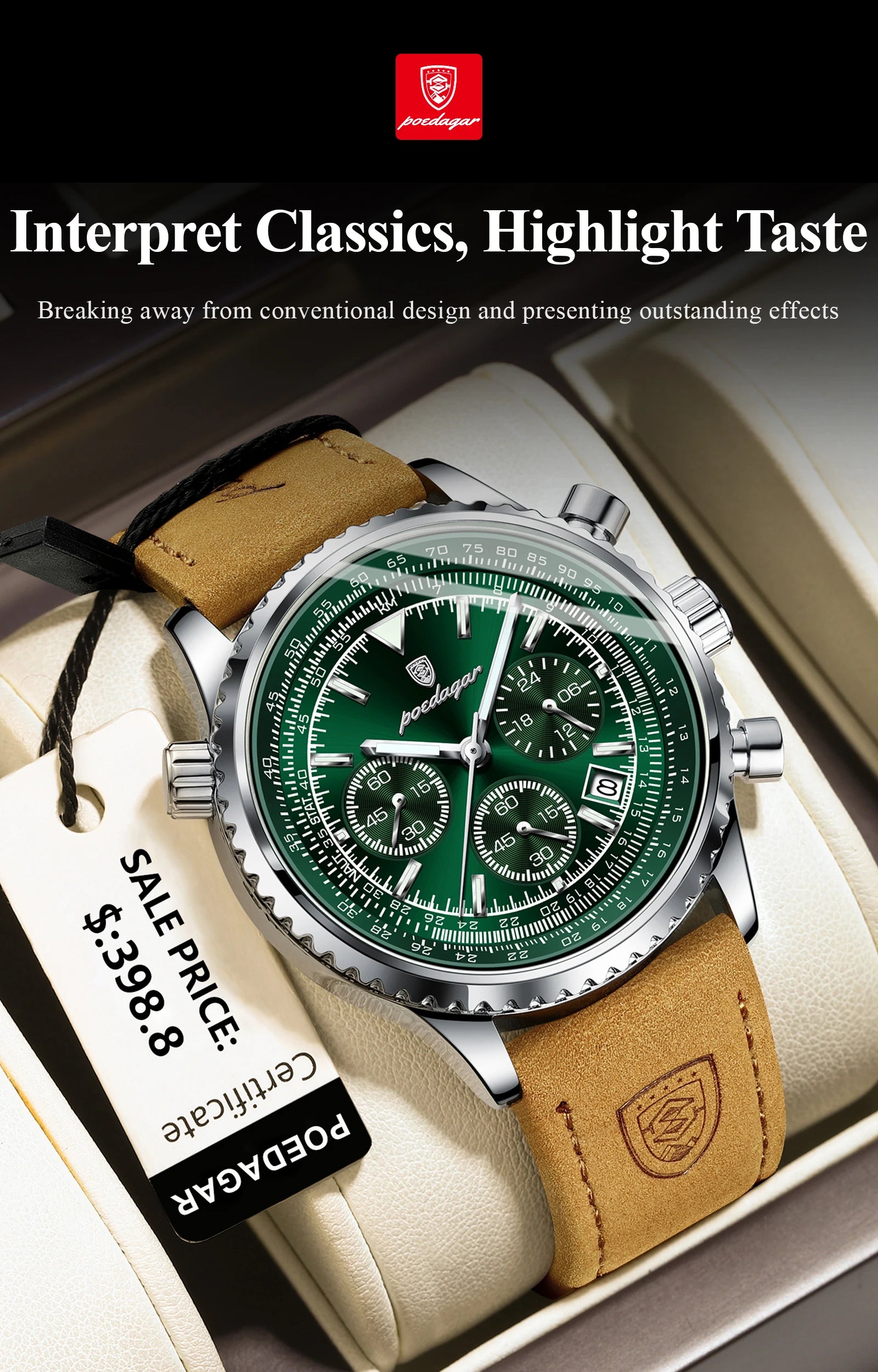 POEDAGAR Top Luxury Men Clock Waterproof