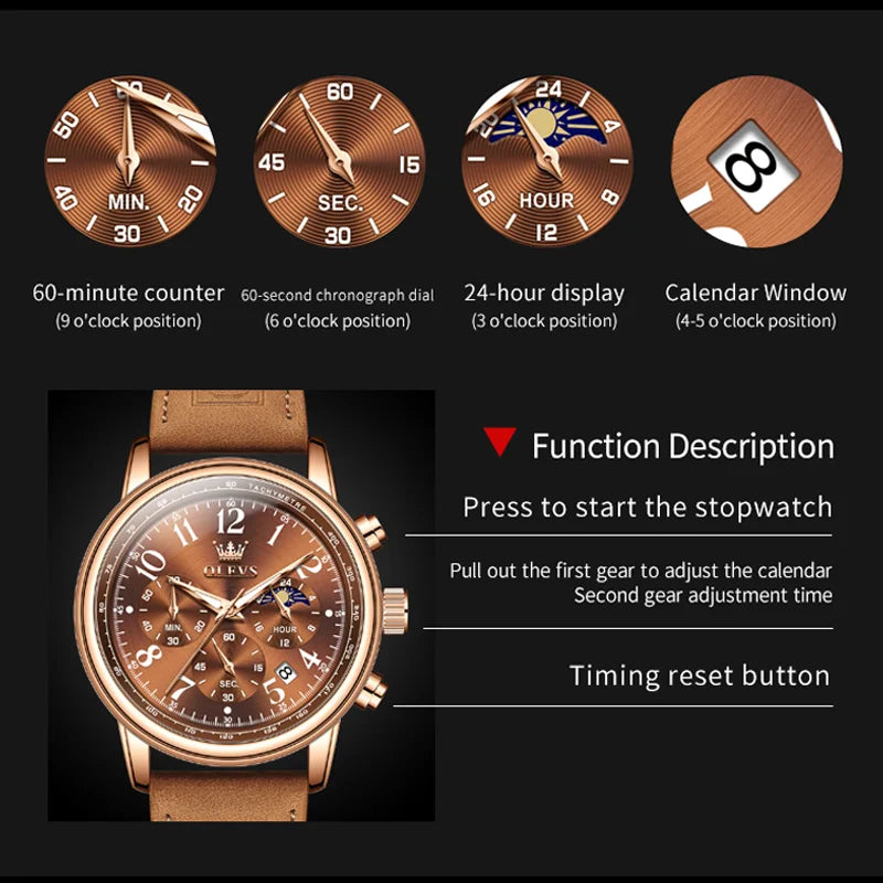 OLEVS Men’s Multifunction Quartz Chronograph Watch