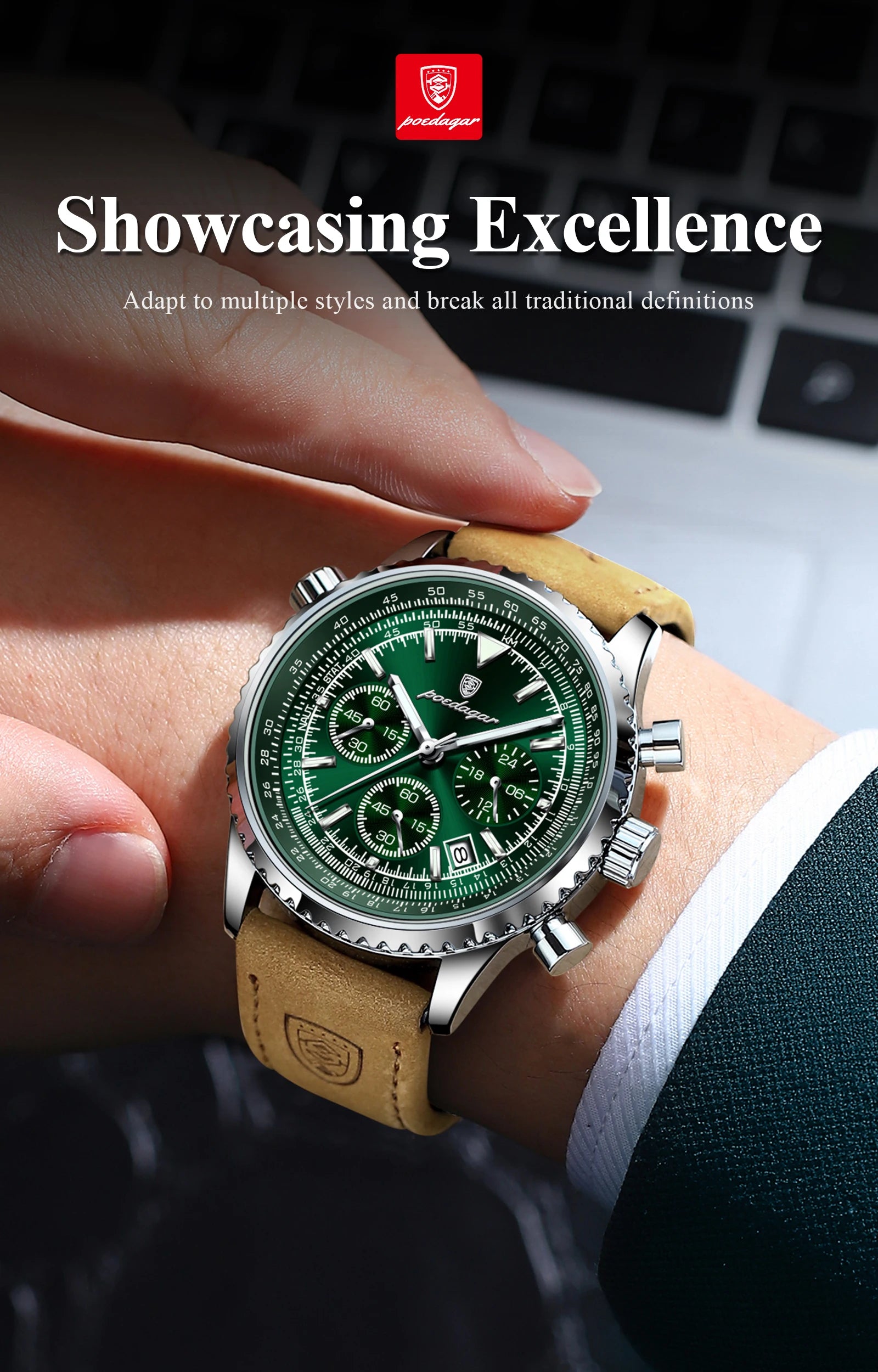 POEDAGAR Top Luxury Men Clock Waterproof