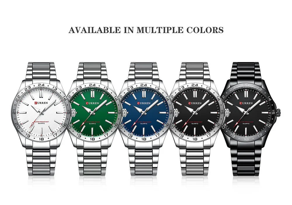 CURREN - 8452  Silver white gift Quartz Business Man