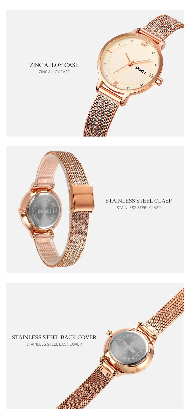 SKMEI 1874 Wristwatches Ladies Steel Bracelet Lady