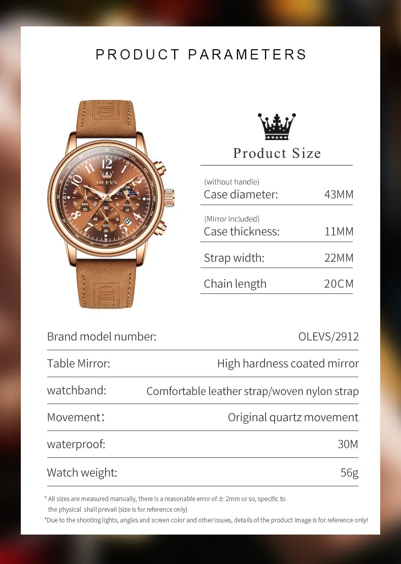 OLEVS Men’s Multifunction Quartz Chronograph Watch