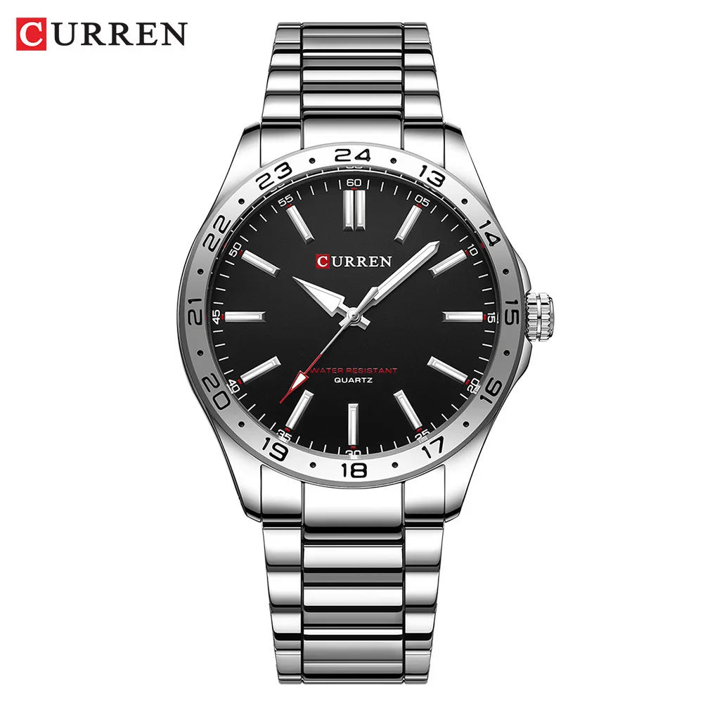 CURREN - 8452  Silver white gift Quartz Business Man