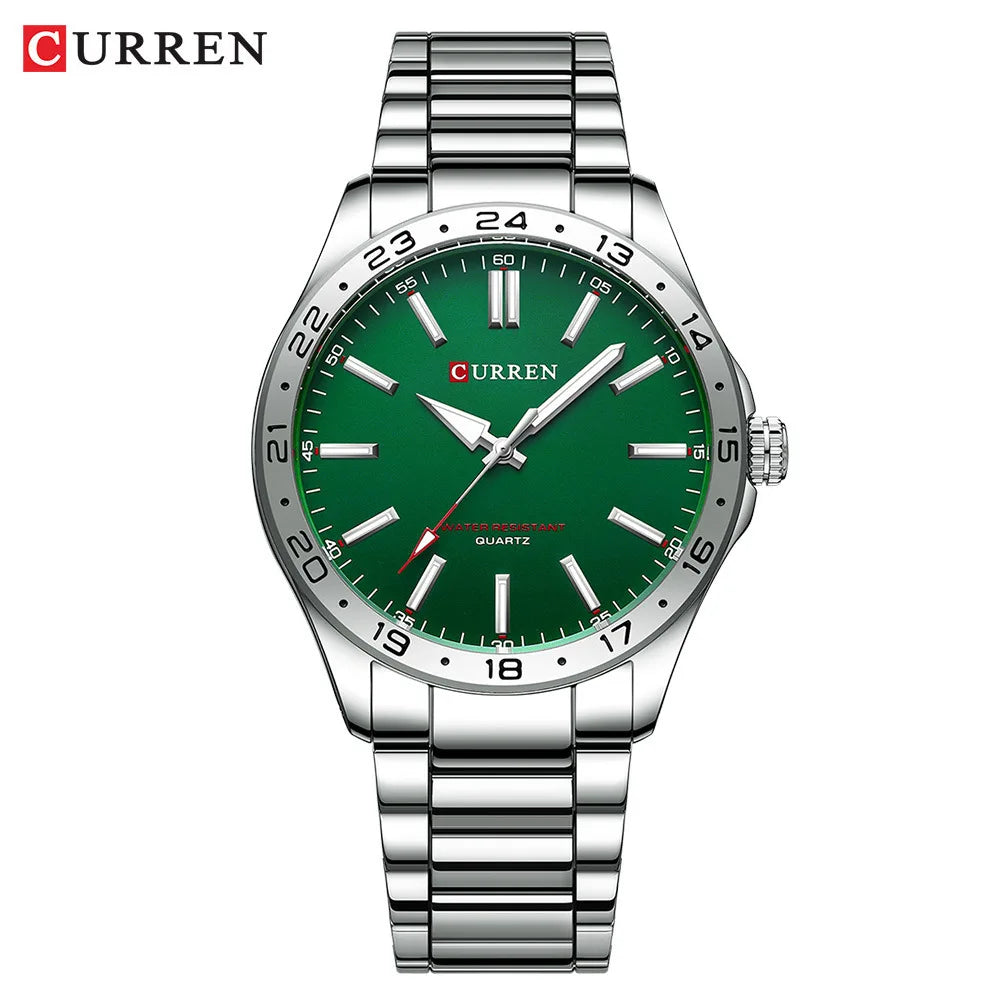 CURREN - 8452  Silver white gift Quartz Business Man
