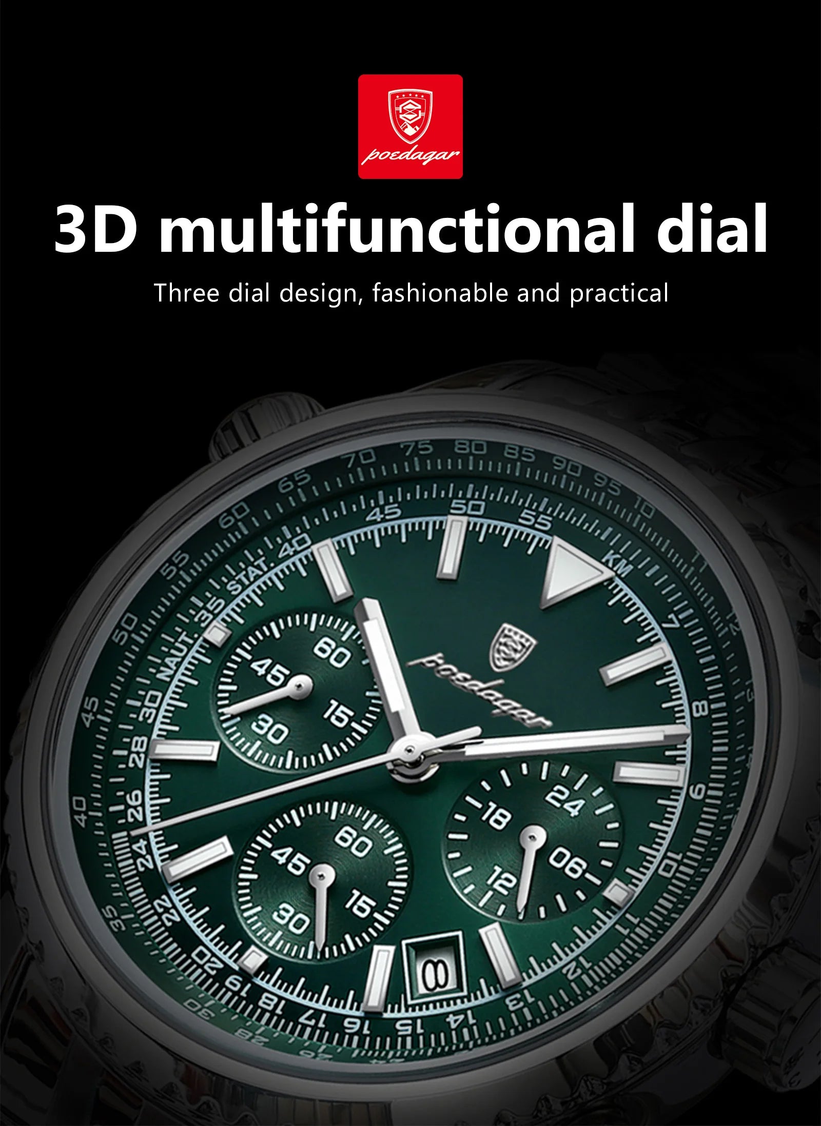 POEDAGAR Man Watch Business Stainless Steel