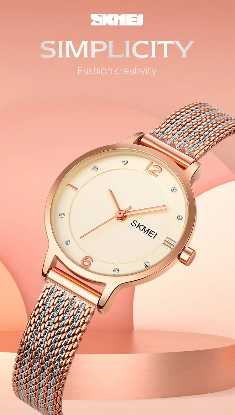SKMEI 1874 Wristwatches Ladies Steel Bracelet Lady