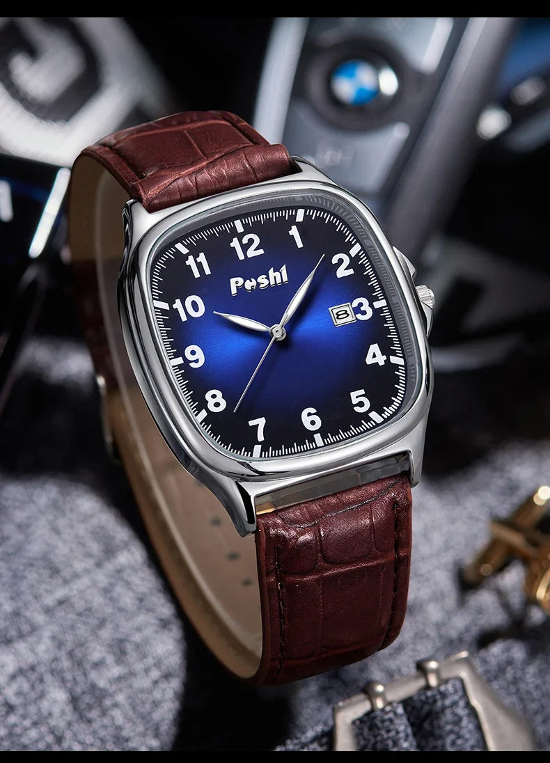 POSHI  - Men's Quartz Watches Leather Strap