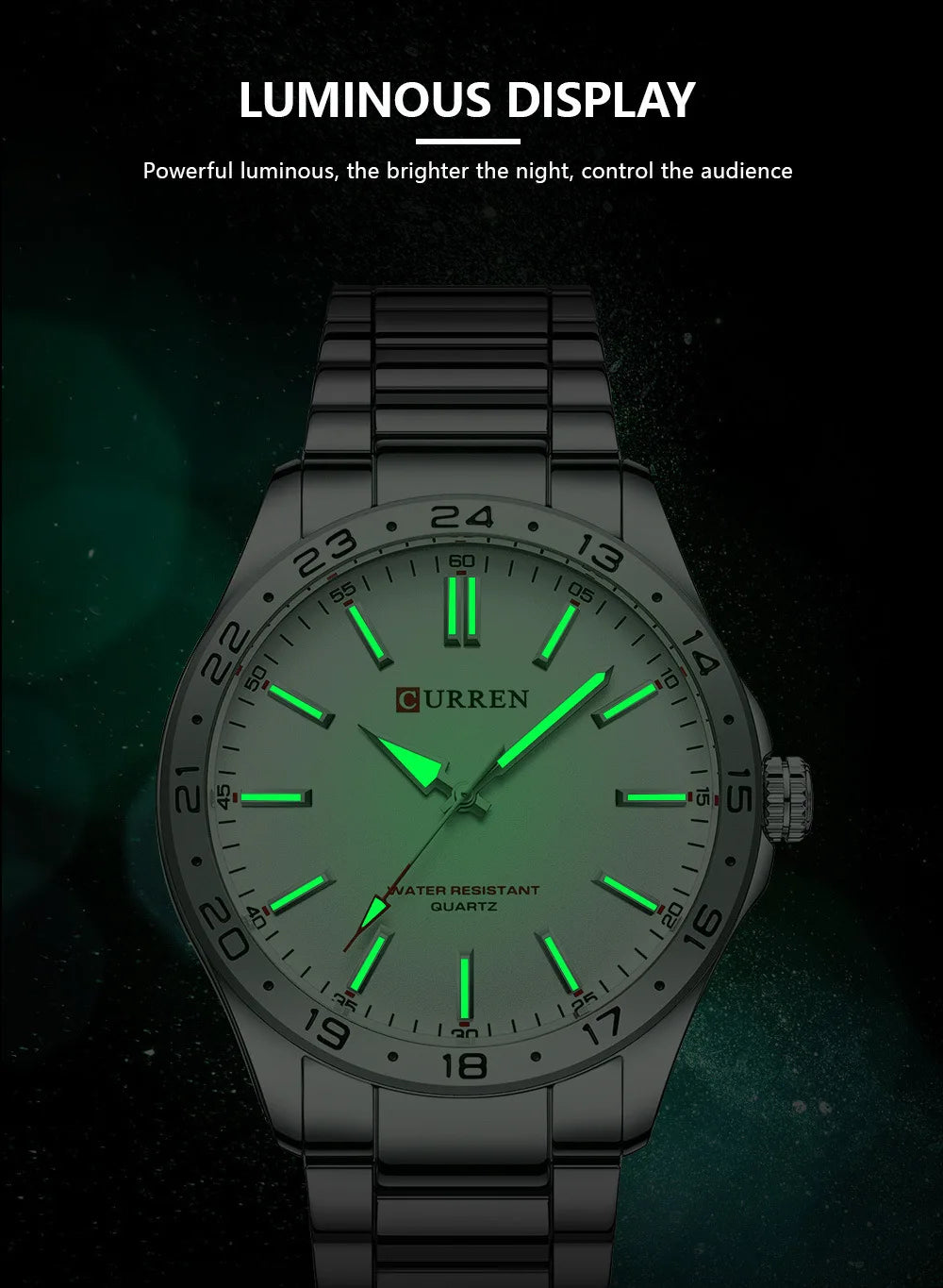 CURREN - 8452  Silver white gift Quartz Business Man