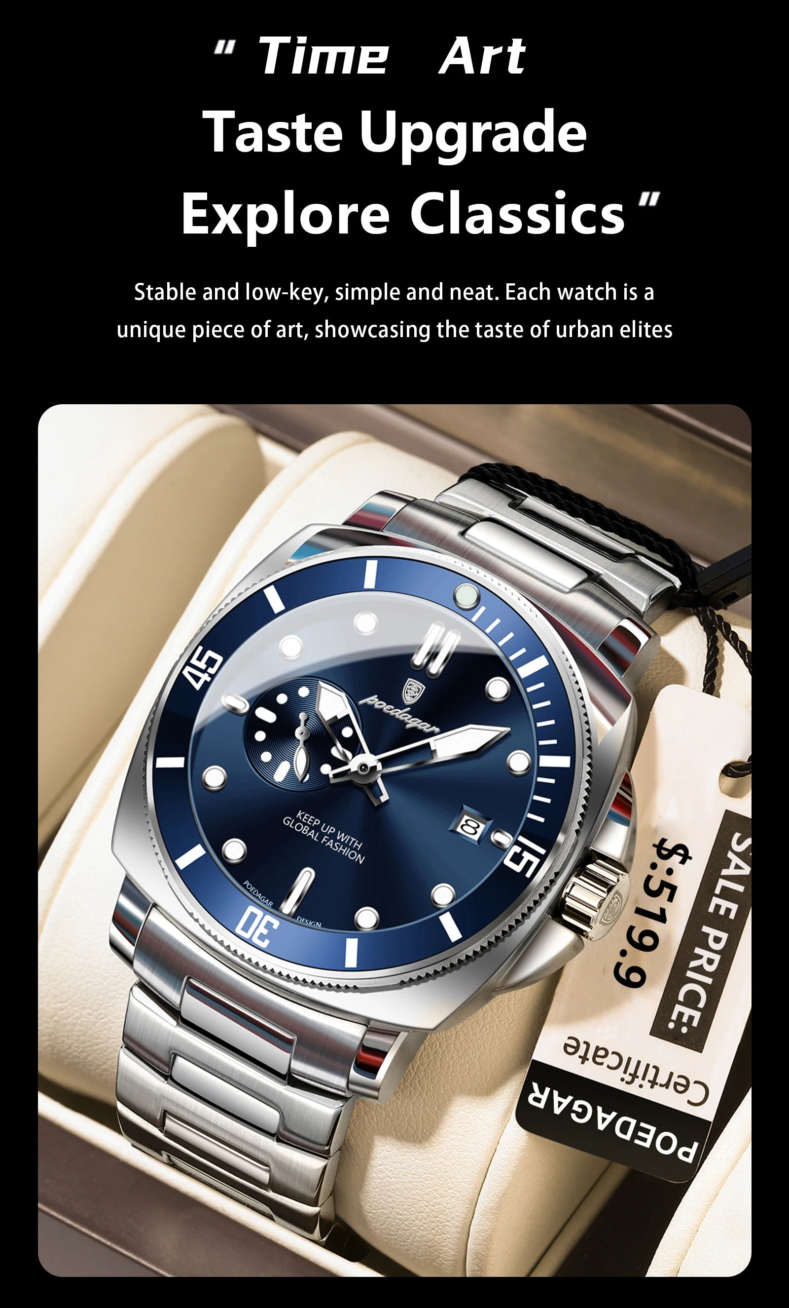 POEDAGAR - Watch For Men Business Stainless Steel Quartz Men's Watches