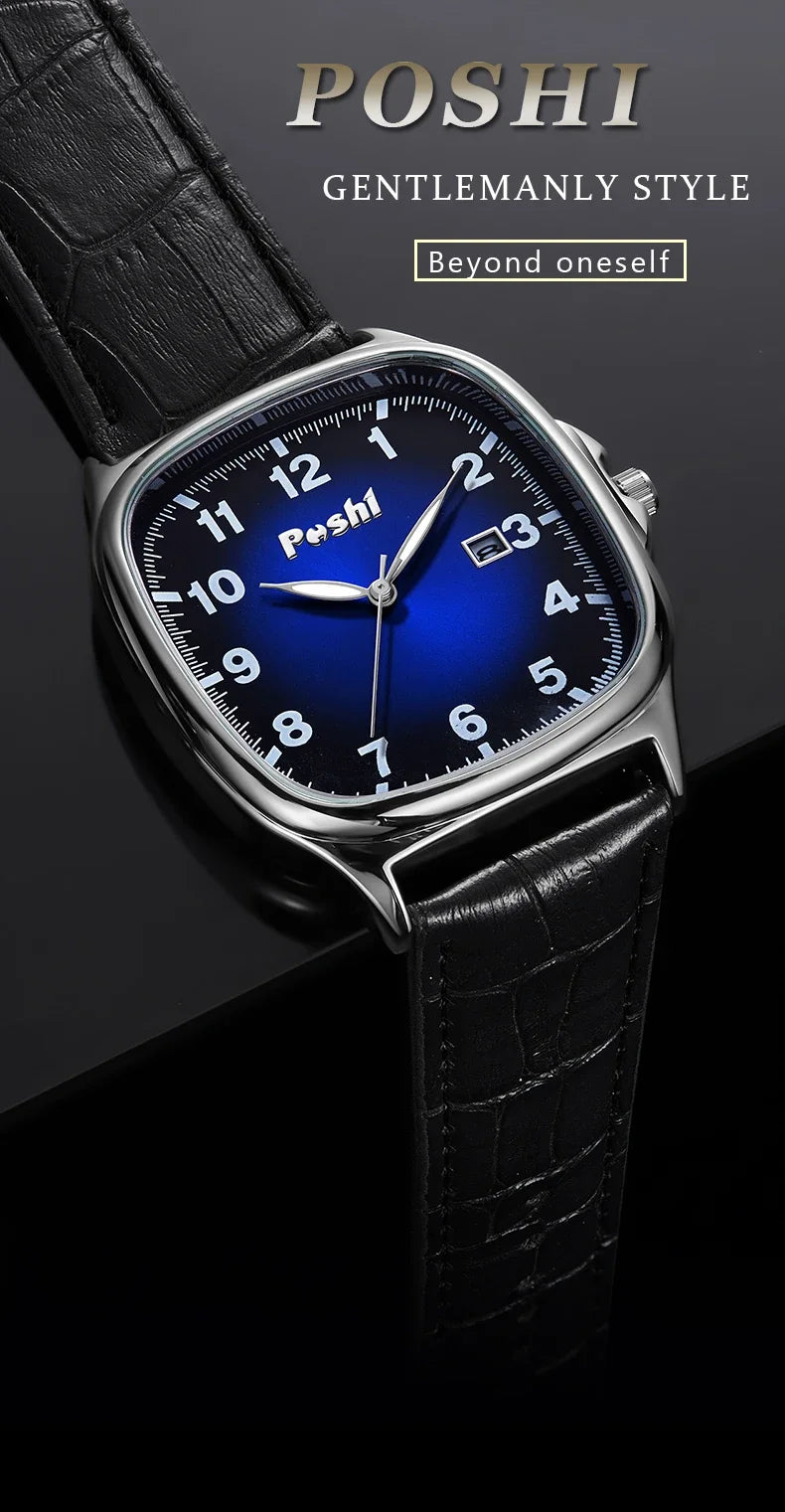 POSHI  - Men's Quartz Watches Leather Strap