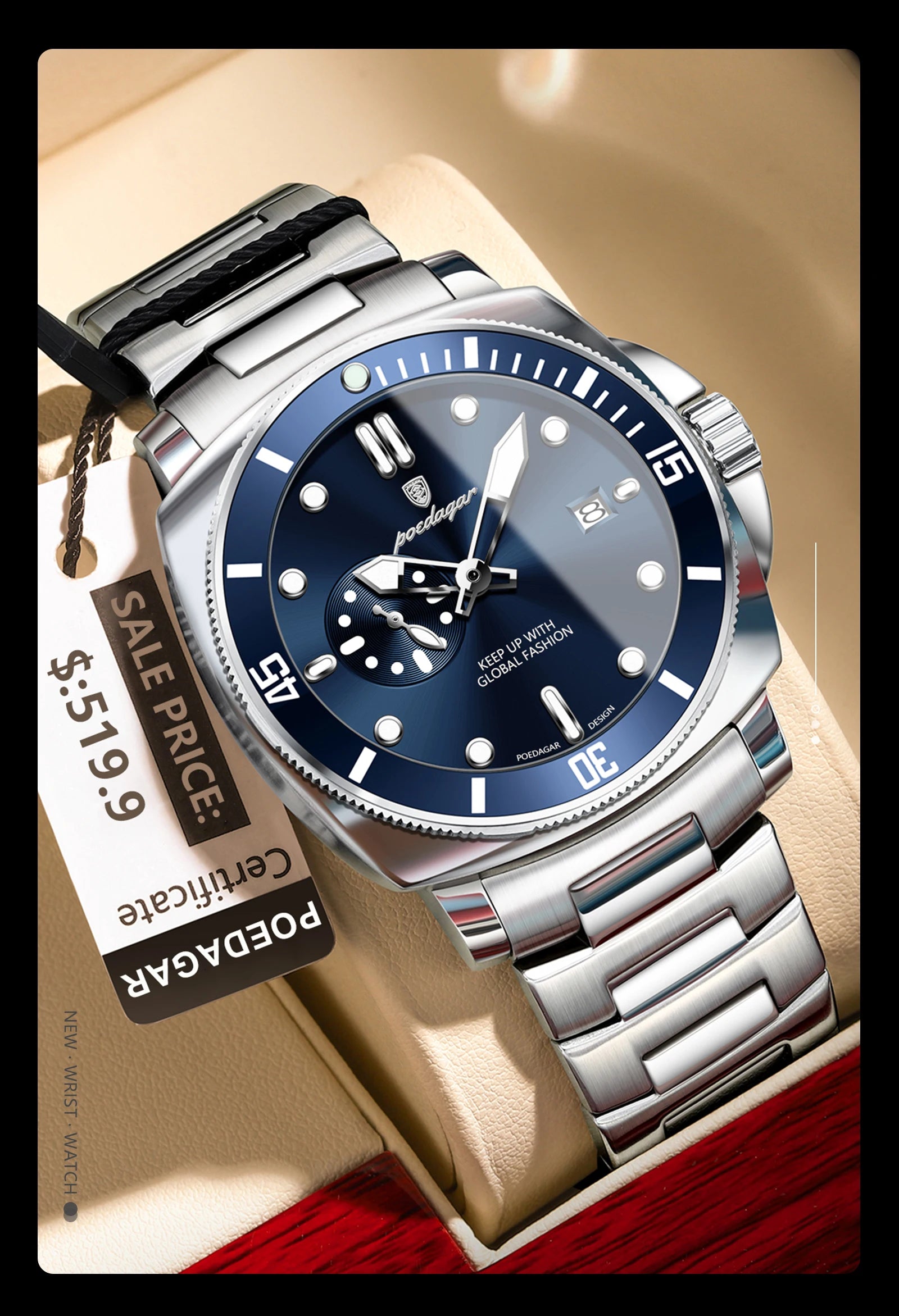 POEDAGAR - Watch For Men Business Stainless Steel Quartz Men's Watches