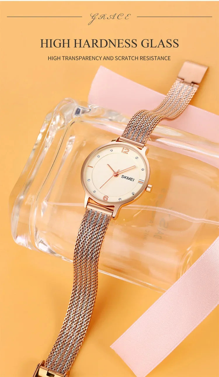 SKMEI 1874 Wristwatches Ladies Steel Bracelet Lady