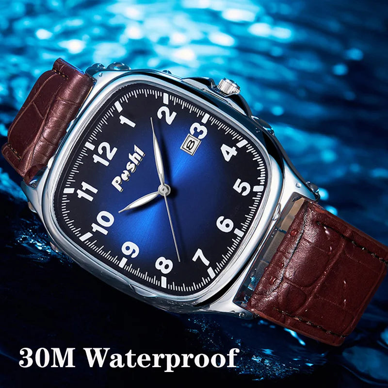 POSHI  - Men's Quartz Watches Leather Strap