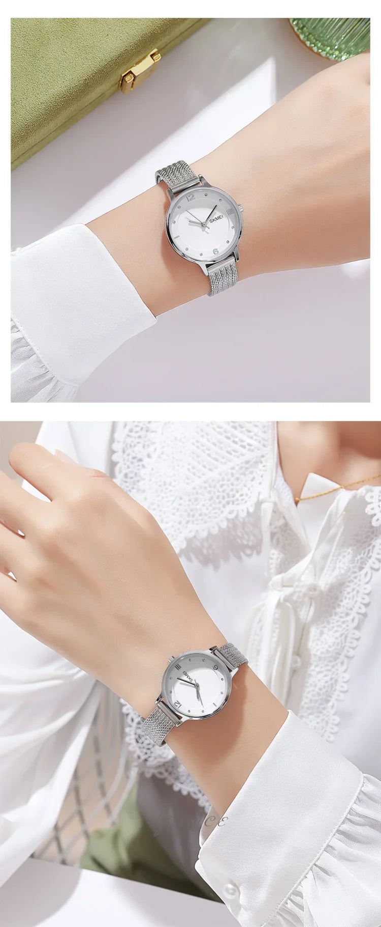 SKMEI 1874 Wristwatches Ladies Steel Bracelet Lady