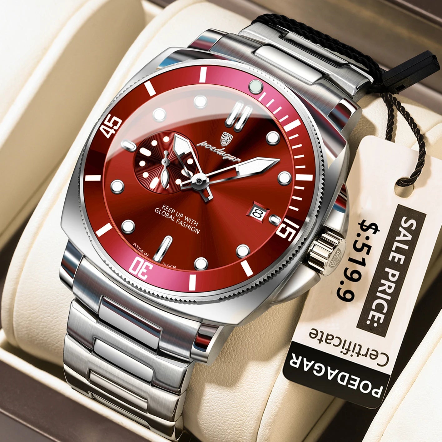 POEDAGAR - Watch For Men Business Stainless Steel Quartz Men's Watches
