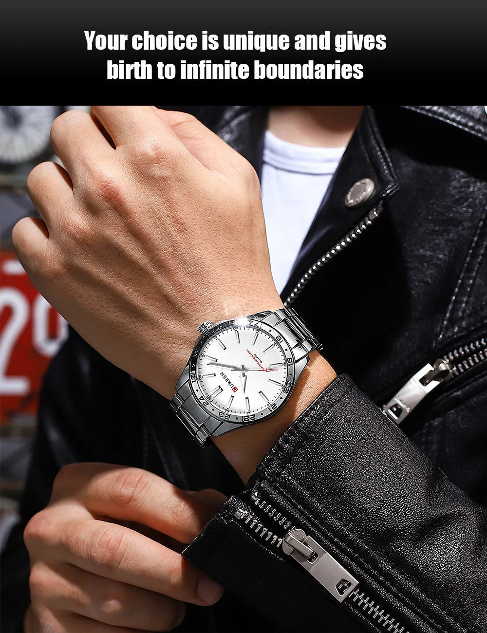 CURREN - 8452  Silver white gift Quartz Business Man