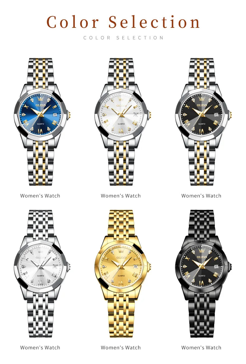 OLEVS Fashion Golden Watch for Women