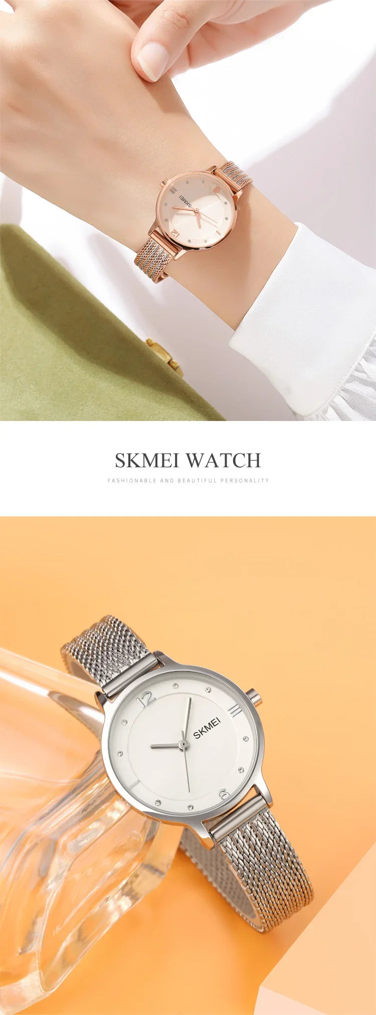 SKMEI 1874 Wristwatches Ladies Steel Bracelet Lady