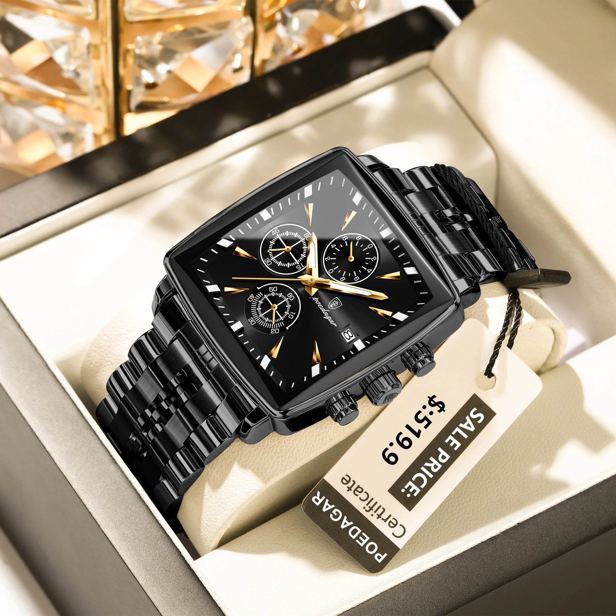 POEDAGAR  Chronograph Square Man