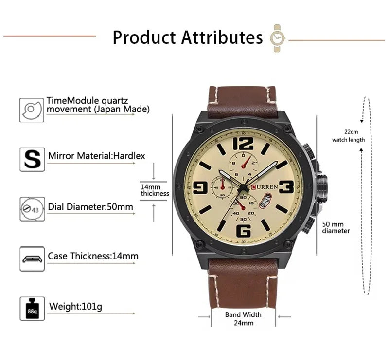 CURREN  Fashion&Casual Business Quartz