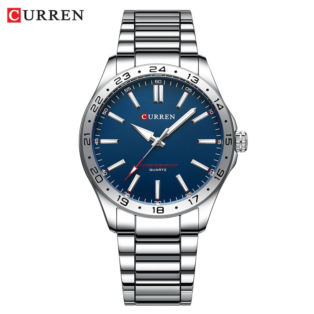 CURREN - 8452  Silver white gift Quartz Business Man