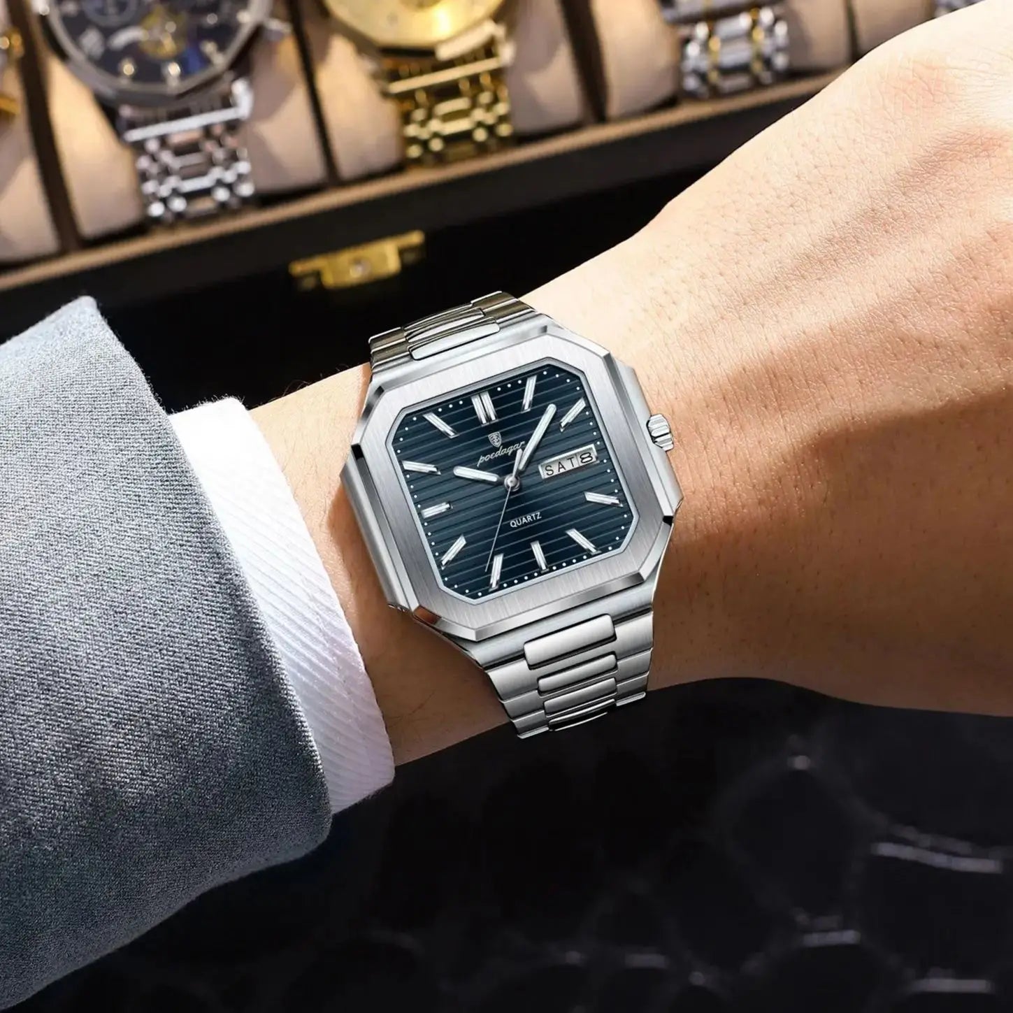 POEDAGAR - Luxury Square Fashion Man Wristwatch