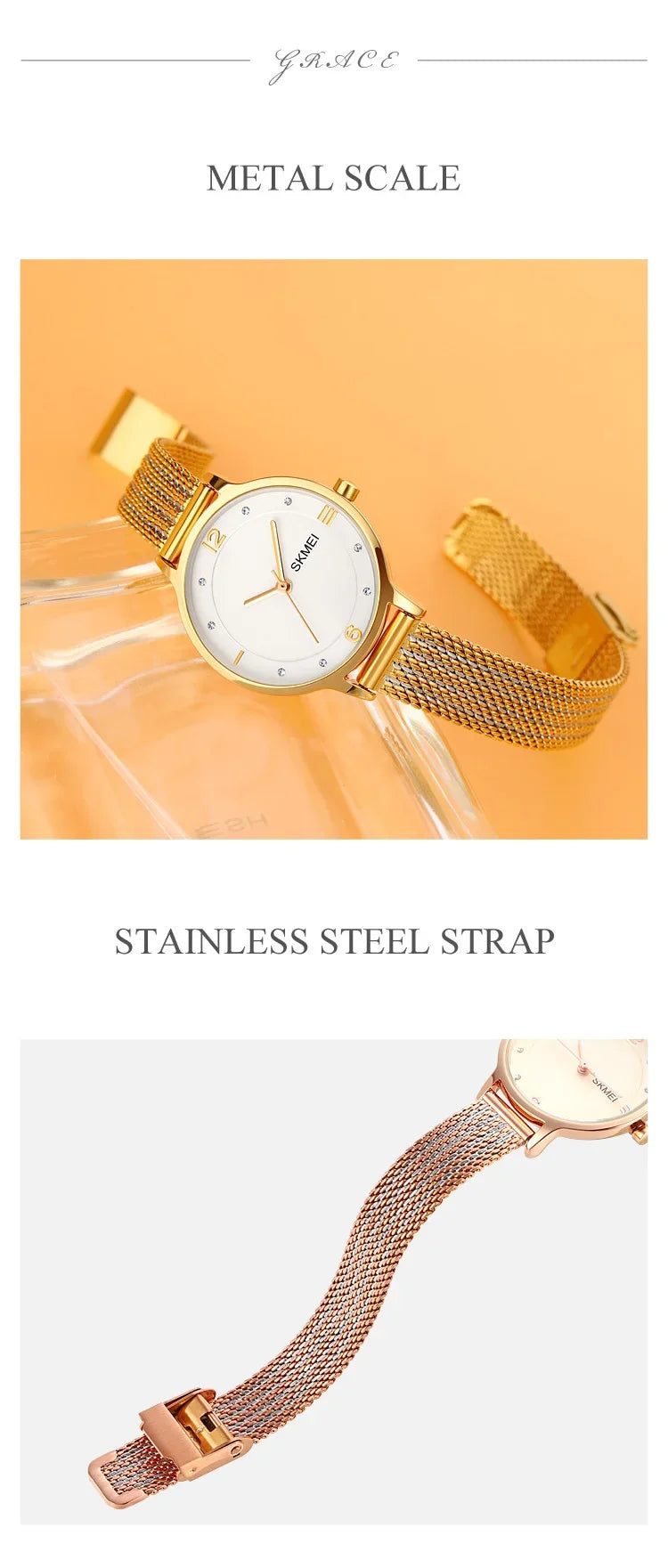 SKMEI 1874 Wristwatches Ladies Steel Bracelet Lady