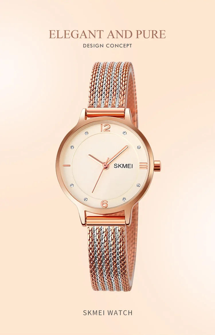 SKMEI 1874 Wristwatches Ladies Steel Bracelet Lady