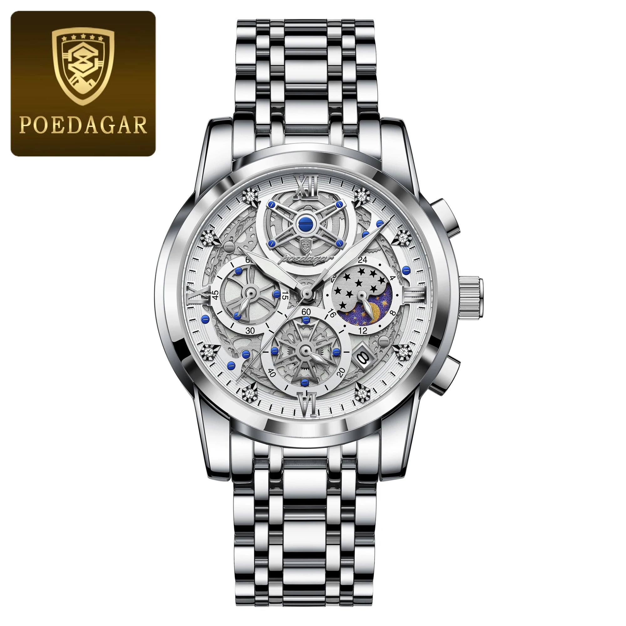 POEDAGAR Wristwatch Stainless Steel