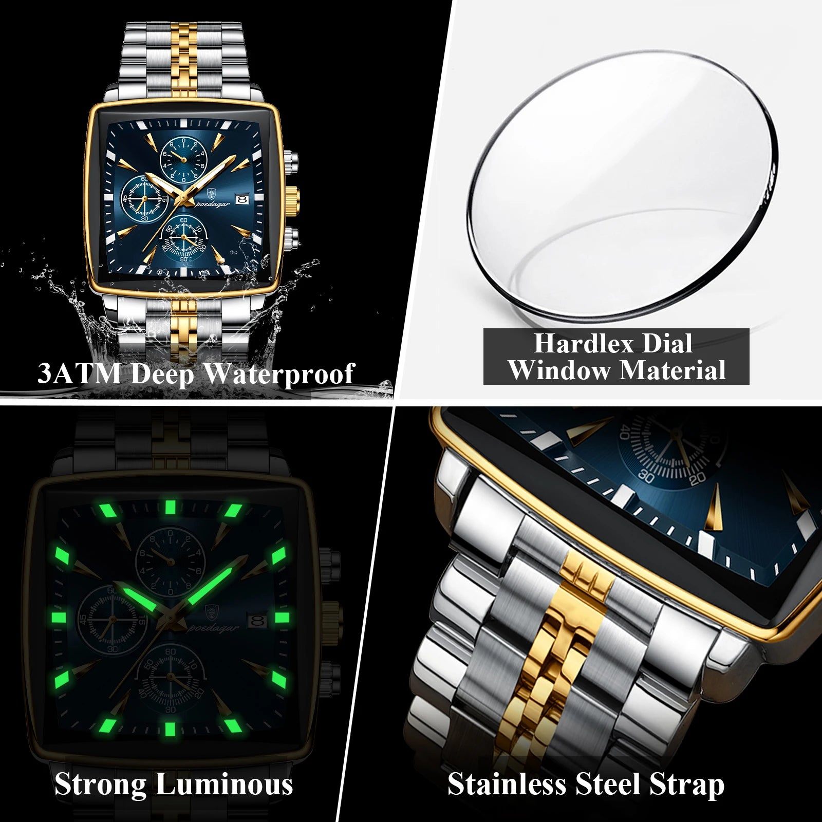 POEDAGAR Fashion Men Watch Luminous