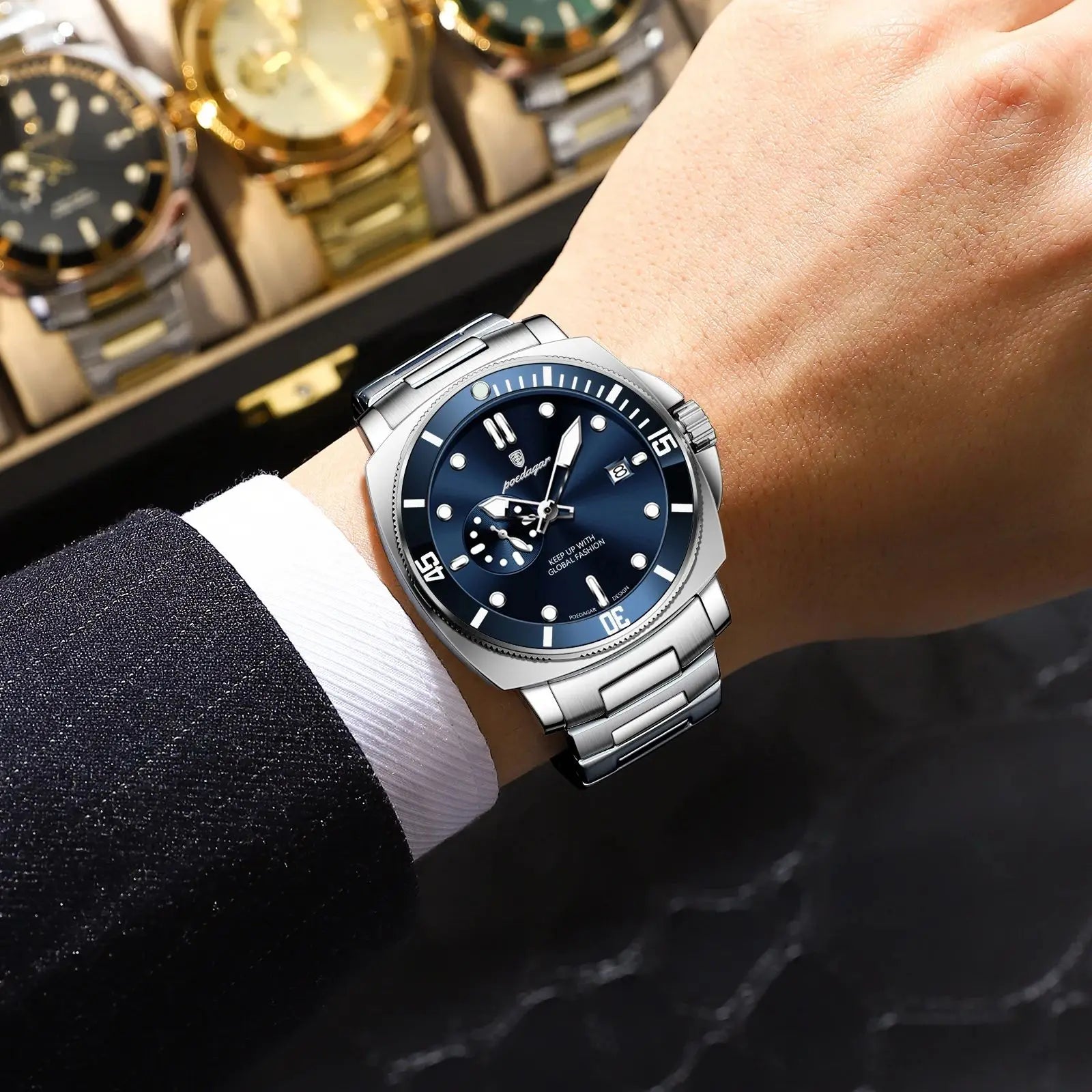 POEDAGAR - Watch For Men Business Stainless Steel Quartz Men's Watches