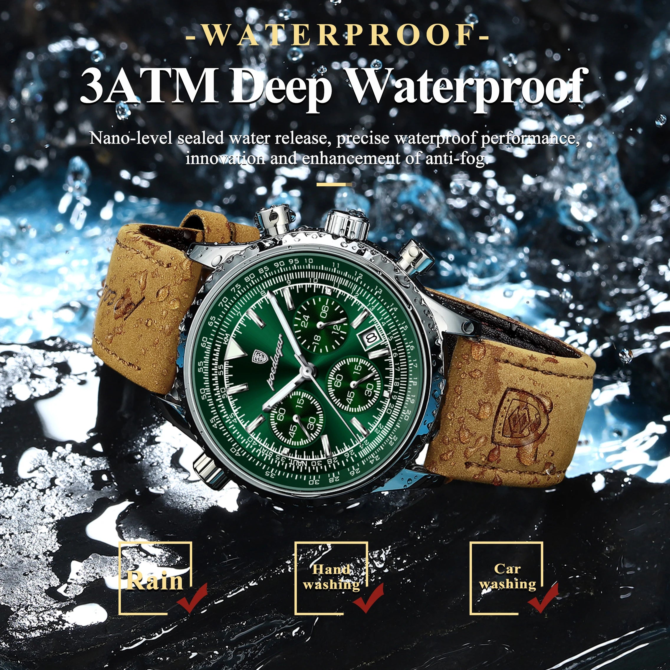 POEDAGAR Top Luxury Men Clock Waterproof