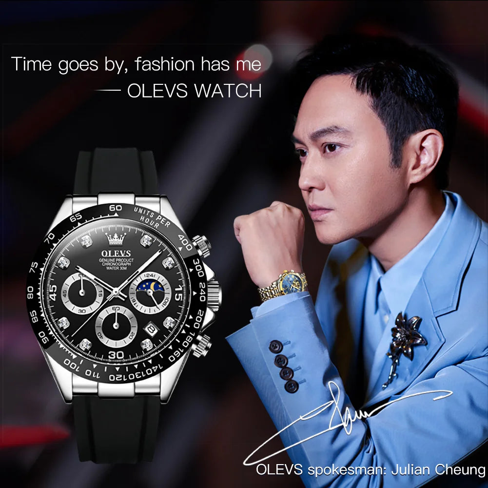 TIME HORAS  19 OLEVS 2875 Luxury Men Watch Quartz Man Watches Waterproof Luminous Top Brand Watch for Men Date Chronograph Sport Wristwatch