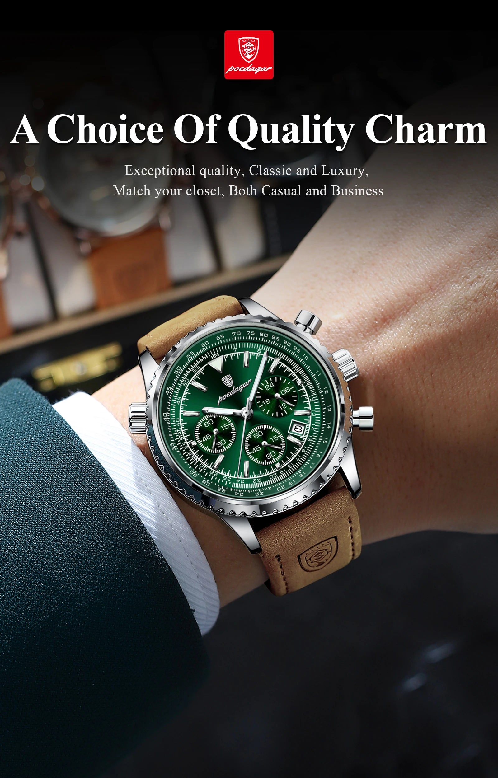 POEDAGAR Top Luxury Men Clock Waterproof