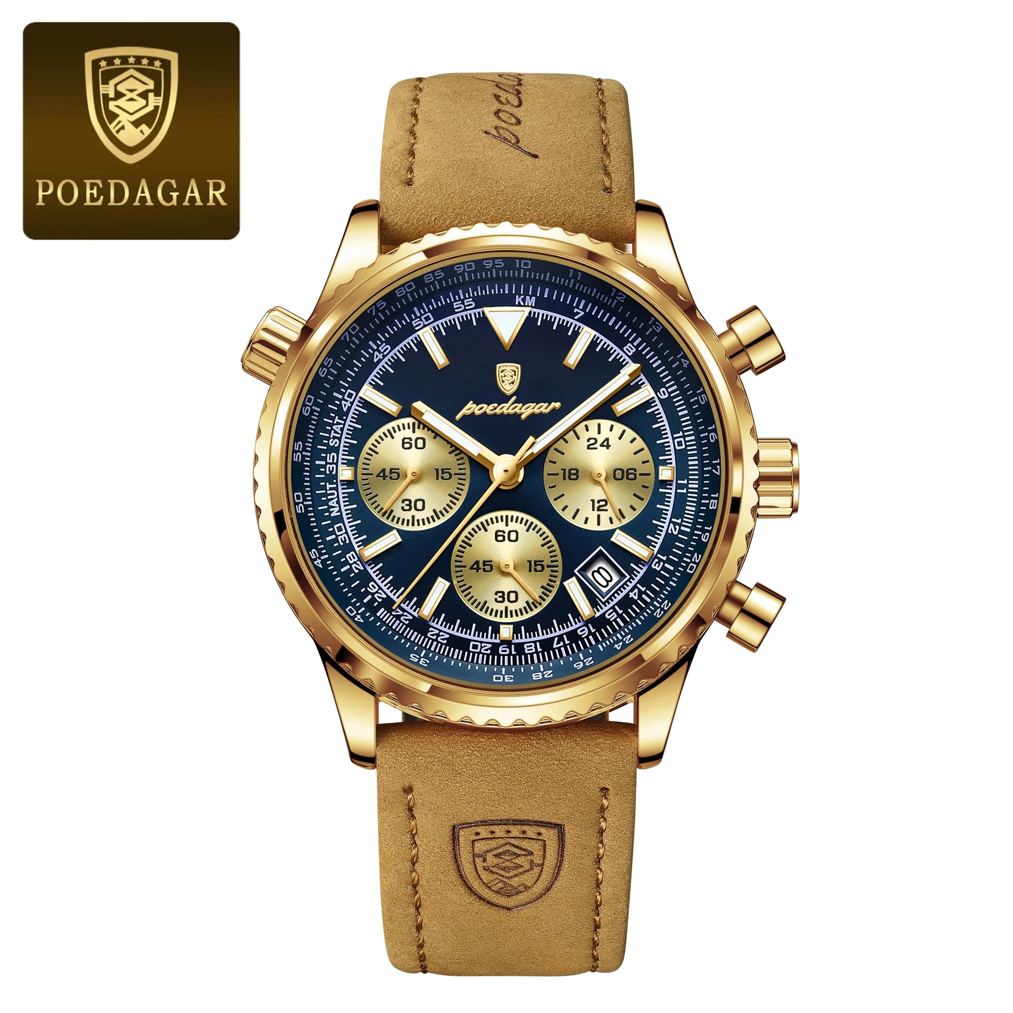 POEDAGAR Top Luxury Men Clock Waterproof