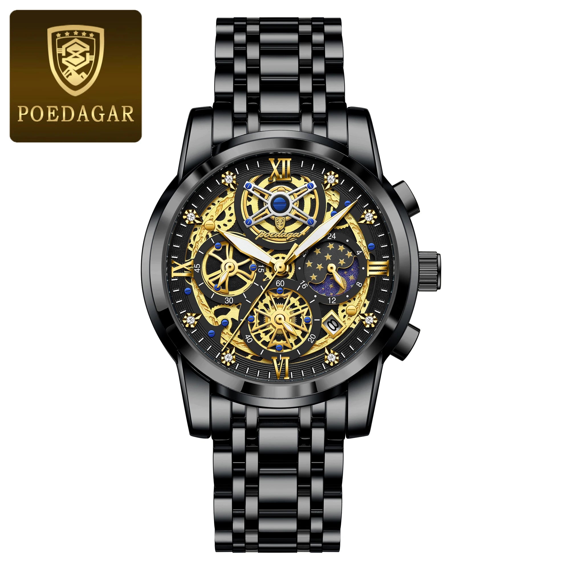 POEDAGAR Wristwatch Stainless Steel