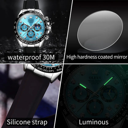 TIME HORAS  19 OLEVS 2875 Luxury Men Watch Quartz Man Watches Waterproof Luminous Top Brand Watch for Men Date Chronograph Sport Wristwatch