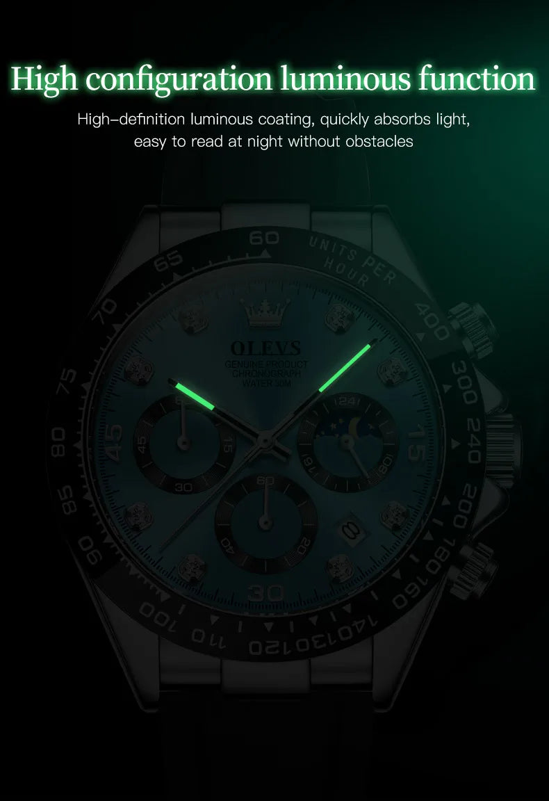 TIME HORAS  19 OLEVS 2875 Luxury Men Watch Quartz Man Watches Waterproof Luminous Top Brand Watch for Men Date Chronograph Sport Wristwatch