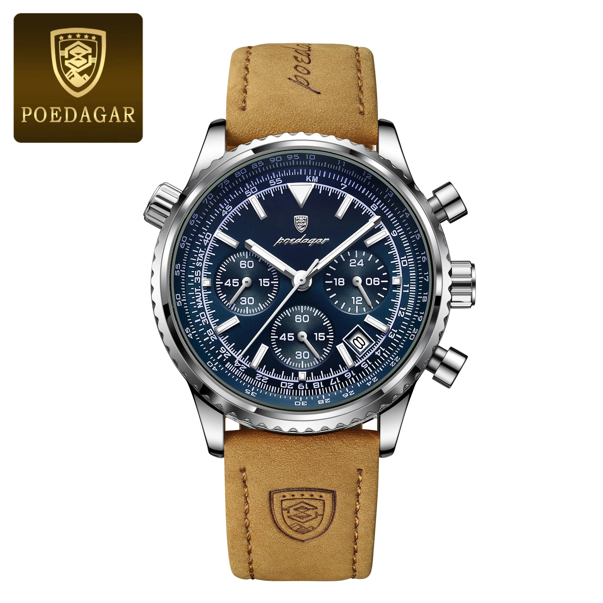 POEDAGAR Top Luxury Men Clock Waterproof